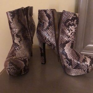 Faux snakeskin boots